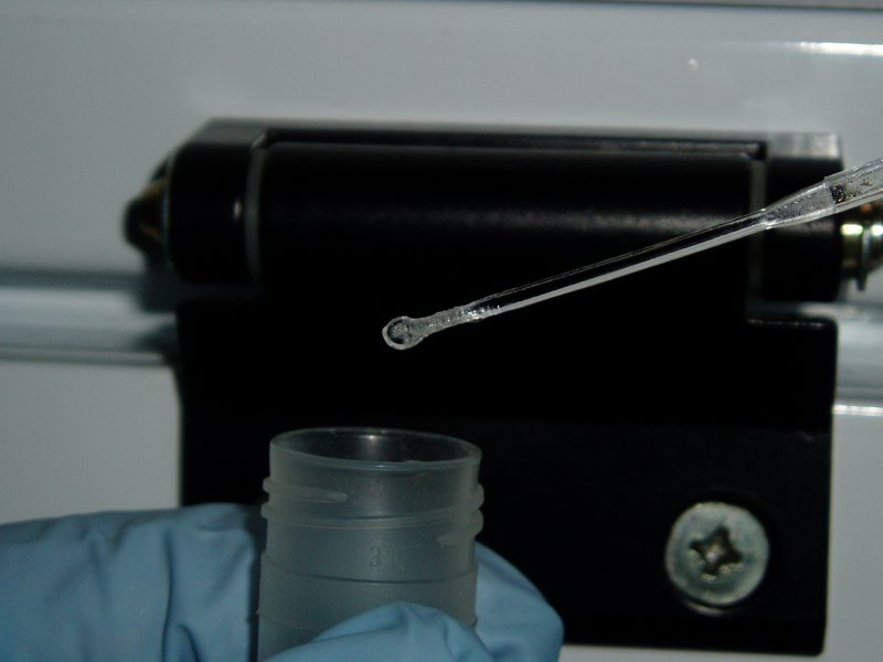 Steve Tanza. DNA on the end of a stick. DNA artwork. artworks using artits DNA sequence from 2004. Stanza Art